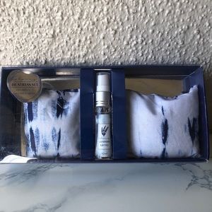 Lavender essential oil spray and Lavender Eye Pillow. blue and white relax NIB